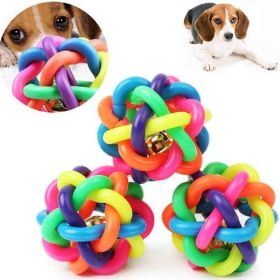 Pet Dog Puppy Colorful Rubber Training Chew Ball Small Bell Squeaky Sound Play Toy Dog Bite Resistant Ball Dog Accessories