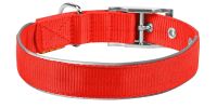 Red Nylon Reflective Dog Adjustable Dog with Metal Buckle L Size 18-22 inch Neck Heavy Duty for Medium Large Dogs