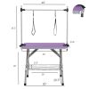 46" Folding Dog Pet Grooming Table Stainless Steel Frame Rubber Mat on Board with Adjustable Arm and Clamps pet dog Grooming Table (PURPLE COLOR)