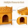 2-Story Wooden Dog House for Outdoor and Indoor, Pet House with Stairs, Yellow