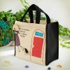 [Dog At Phone Booth] Embroidered Applique Fabric Art Lunch Tote / Lunch Box Bag (8.7*8*4.4)