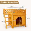 2-Story Wooden Dog House for Outdoor and Indoor, Pet House with Stairs, Yellow