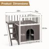 2-Story Wooden Dog House for Outdoor and Indoor, Pet House with Stairs, Grey & White