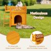 2-Story Wooden Dog House for Outdoor and Indoor, Pet House with Stairs, Yellow