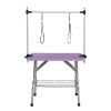 46" Folding Dog Pet Grooming Table Stainless Steel Frame Rubber Mat on Board with Adjustable Arm and Clamps pet dog Grooming Table (PURPLE COLOR)