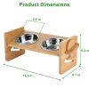 Bamboo Double Dog Raised Bowls 15 Degree Tilt Elevated Dog Bowls with 4 Adjustable Heights 2 Stainless Steel Bowls Pet Feeder for Dogs