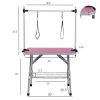 42" Folding Dog Pet Grooming Table Stainless Steel Frame Rubber Mat on Board with Adjustable Arm and Clamps pet dog Grooming Table (PINK COLOR)