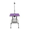 46" Folding Dog Pet Grooming Table Stainless Steel Frame Rubber Mat on Board with Adjustable Arm and Clamps pet dog Grooming Table (PURPLE COLOR)