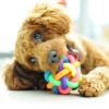 Pet Dog Puppy Colorful Rubber Training Chew Ball Small Bell Squeaky Sound Play Toy Dog Bite Resistant Ball Dog Accessories