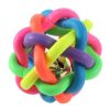 Pet Dog Puppy Colorful Rubber Training Chew Ball Small Bell Squeaky Sound Play Toy Dog Bite Resistant Ball Dog Accessories