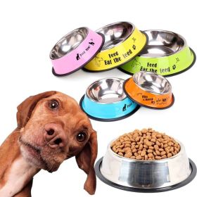 Pet Feeding Bowls Stainless Steel Non-slip Dog Bowl Durable Anti-fall Puppy Feeder For Dogs Teddy Golden Retriever (Color: Blue)