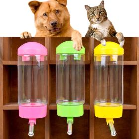 Convenient Leak-proof Dog Water Bottle Hanging Dispenser Feeder Pet Drinking Bowl Automatic (Color: Yellow)