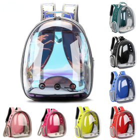 Breathable Portable Pet Carrier Bag Outdoor Travel backpack for dog Transparent Space pet Backpack (Color: black)