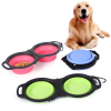 Rubber Folding Double Bowl Portable Pet Feeding Watering Bowl Outdoor Dog Food Bowl Folding Food Multicolor Utensils