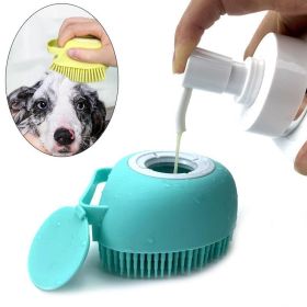 Bathroom Puppy Big Dog Bath Massage Gloves Brush Soft Safety Silicone Pet Accessories for Dogs Tools Mascotas Products (Color: pink)