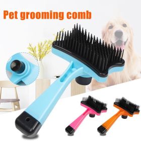 Plastic Push Brush for Dogs Pet Groom Bath Brush Hair Removal Brush Best Price (Color: pink)