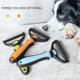 Professional Pet De-shedding Brush 2 Sided De-matting Dog Comb Brush Rake Puppy Grooming Tools Undercoat Shedding Flying Hair (Color: Red)