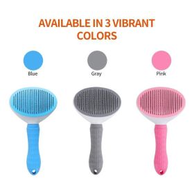 One-click Hair Removal Pet Comb Comb Automatically Faded Dog Comb Pet Supplies Dog Brush Pet Accessories Pet Grooming (Metal color: pink)