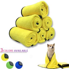 Quick-drying Pet Dog Towels; Soft Fiber Towels Water-absorbent Bath Towel Cleaning Pet Towel (Color: Blue)