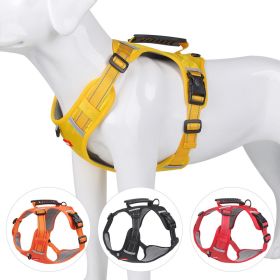 No Pull Pet Harness For Dog; Adjustable Soft Padded Large Dog Harness With Easy Control Handle (Color: Yellow)