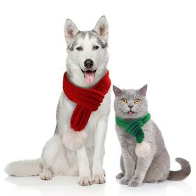 Pet knit Christmas scarf Creative teddy scarf dog pet supplies pet clothing dog scarf; scarf (colour: green)