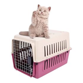 Portable Pet Box Dog Carrier Cage with Chrome Door (Color: Red)