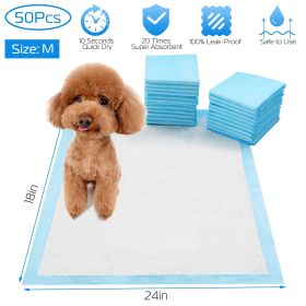 50Pcs/Set Dog Training Pads Puppy Pee Pads Wee Mats Potty-Train 24x18In M (Color: Blue & White)