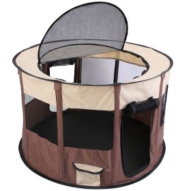 Foldable Playpen for Dog with Carry Bag Portable Travel Waterproof Indoor Outdoor Pet Cage Tent Detachable Upper Cover For Dog (size: S)