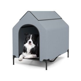 Pet House with Ventilated Windows for Indoor & Outdoor (Color: Grey & Black)