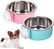 Crate Dog Bowl; Removable Stainless Steel Hanging Pet Cage Bowl Food & Water Feeder Coop Cup for Puppy