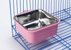 Stainless Steel Pet Crate Bowl Removable Cage Hanging Bowls with Bolt Holder for Pets