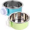 Crate Dog Bowl; Removable Stainless Steel Hanging Pet Cage Bowl Food & Water Feeder Coop Cup for Puppy